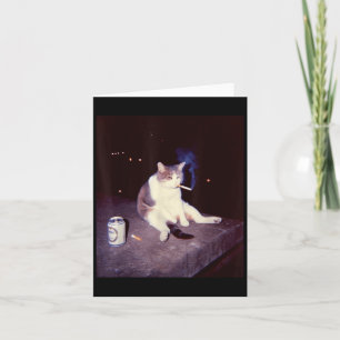 Cartão Engraçado Meme de Fumar Cigarro Gatinho Brainrot B
