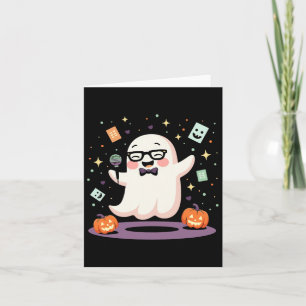 Cartão Engraçado Microfone Comediante Ghost Spooky Hallow