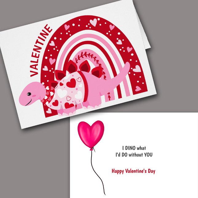 Cartão Engraçado Namorados do Arco-Íris Rosa Dinossauro (Criador carregado)