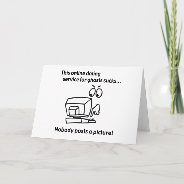 Cartão Engraçado Namorando Online Ghost Halloween (Frente)