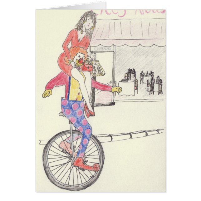 Cartão Engraçado Palhaço Romance Quirky Amor Desenhando H (Frente)