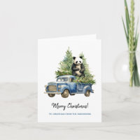 Engraçado Panda em Blue Vintage Van Xmas