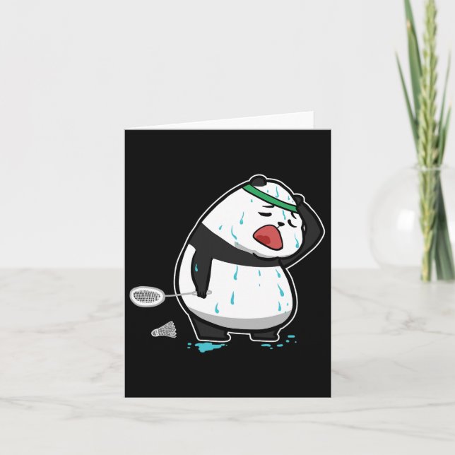 Cartão Engraçado Panda Jogando Badminton (Frente)