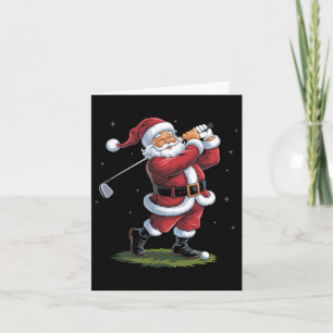 Cartão Engraçado Papai Noel Jogando Golfe À Luz De Natal