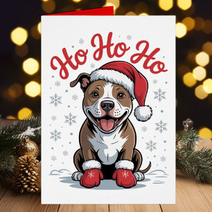 Cartão Engraçado Papais noeis de Touro Pittbull Cão de Na