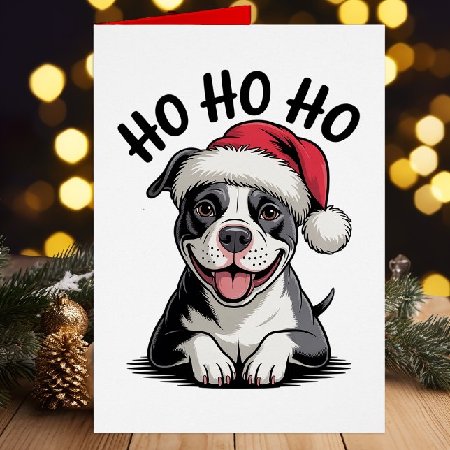 Cartão Engraçado Papais noeis de Touro Pittie Christmas P (Criador carregado)