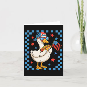 Cartão Engraçado Pato Patriótico Americano Bandeira Quent
