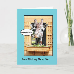 Cartão Engraçado pensar em você, linda girafa através da 