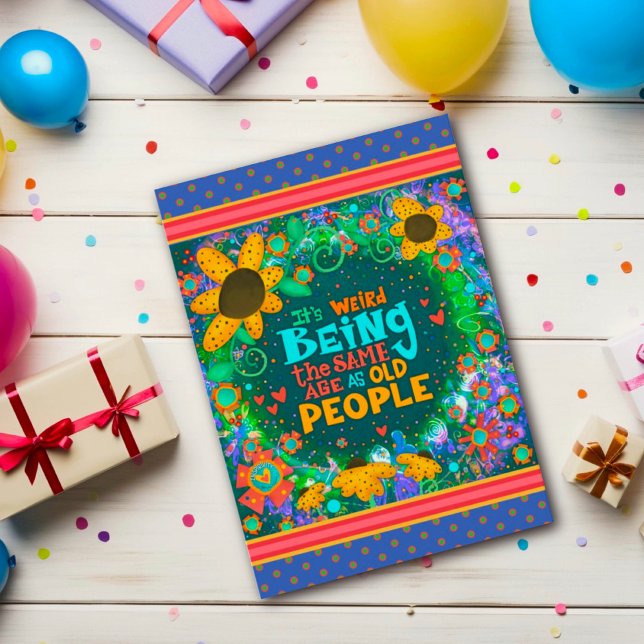 Cartão Engraçado Pessoas Velhas Diversão Floral Inspirivê (Criador carregado)