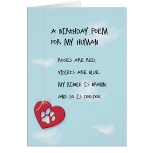 Cartão Engraçado Poema de Aniversário do Cão