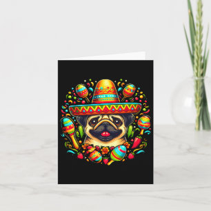 Cartão Engraçado Pug Cinco De Mayo Cute Cão Mexicano Somb