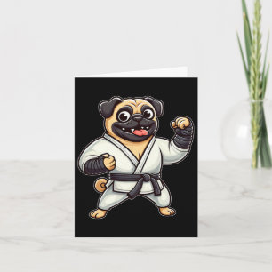 Cartão Engraçado Pug Fazendo Artes Marciais Karate