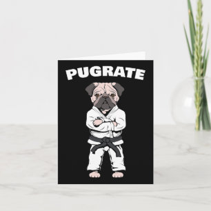Cartão Engraçado Pug Karate Black Belt Amor Arte Marcial
