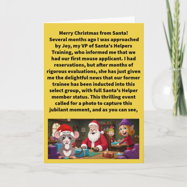 Cartão Engraçado Pun Mice Elf Feliz Natal (Frente)