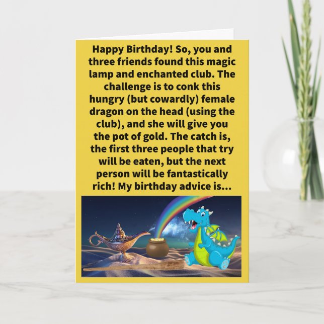 Cartão Engraçado Pun Vá Quarto e Conte Seu Feliz Aniversá (Frente)