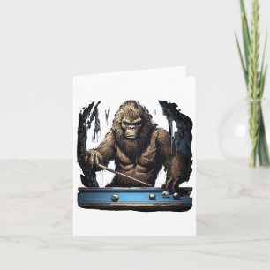 Cartão Engraçado Sasquatch Bigfoot Jogando Bilhar