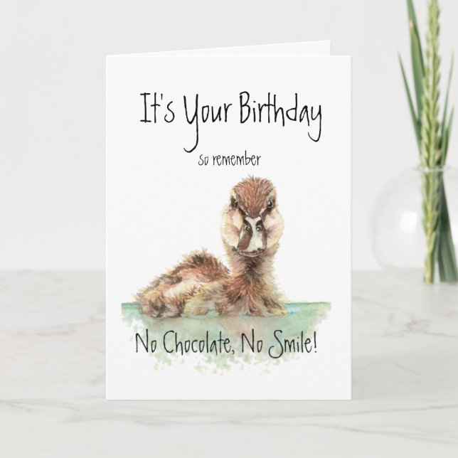 Cartão Engraçado, Sem Chocolate, Sem Sorriso, Pato Irrita (Frente)