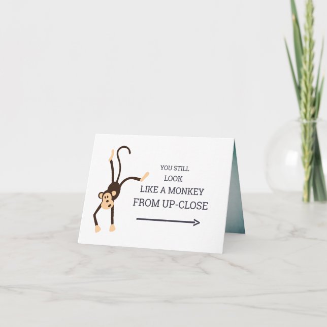 Cartão Engraçado, Seu Macaco, aniversário de 21 anos (Frente)