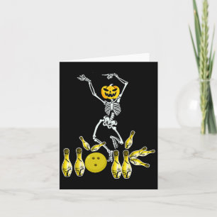 Cartão Engraçado Skeleton Halloween Boliche Shirt Bowler