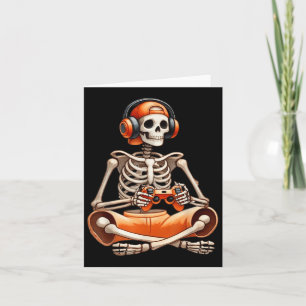Cartão Engraçado Skeleton Vídeo Jogo Halloween Jogador B