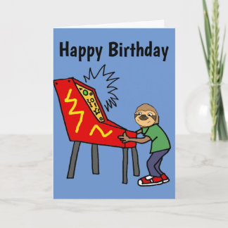 Cartão Engraçado Sloth Jogando Cartoon Pinball