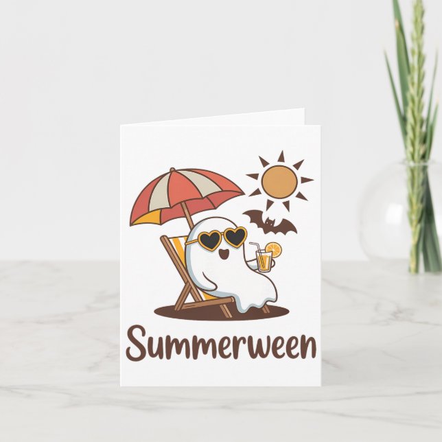 Cartão Engraçado SummerEntre Cute Spooky Summer Hallowee (Frente)