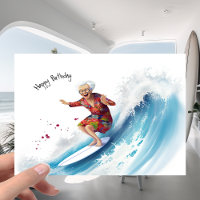 Engraçado surfando no Oceano Onda à Piada da Avó