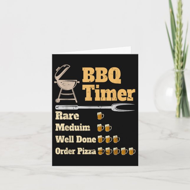 Cartão Engraçado Timer Timer de Churrasco (Frente)