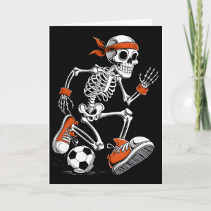 Cartão Engraçado Traje de Futebol Esqueleto de Halloween