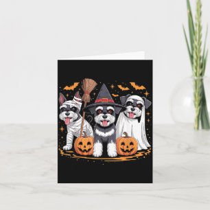 Cartão Engraçado Três Schnauzer Miniatura Abóbora Hallowe