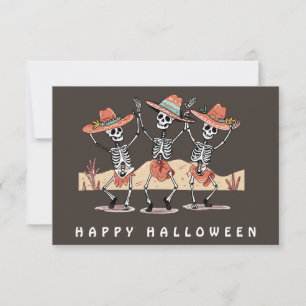 Cartão Engraçado Três Skeleton Halloween