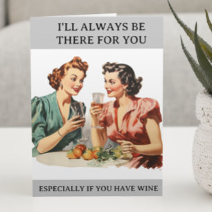 Cartão Engraçado Vinho Amigos Humor Retro Familiar