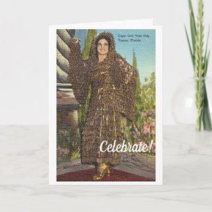 Cartão Engraçado vintage senhora de vestido feito de cha