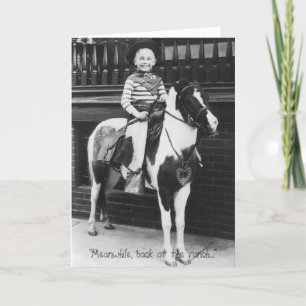 Cartão "Enquanto isso, de volta ao rancho..."