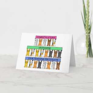 Cartão Ensinando Parabéns De Certificados, Gatos Frescos.