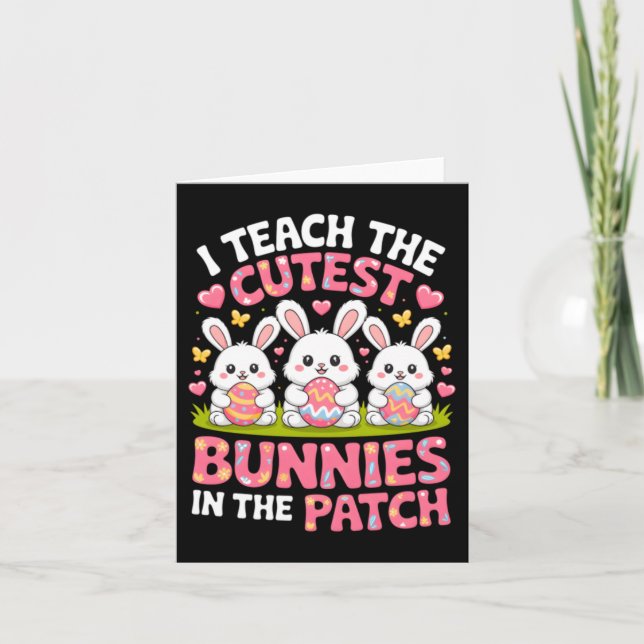 Cartão Ensine os Coelhinhos Mais Fofos do Patch Easter (Frente)