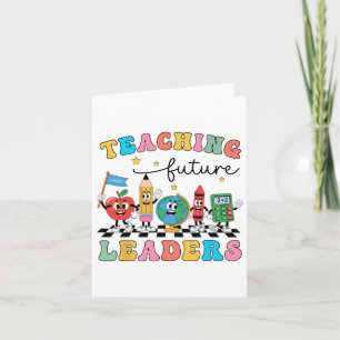 Cartão Ensino Retro Líderes Futuros Professor Groovy de V