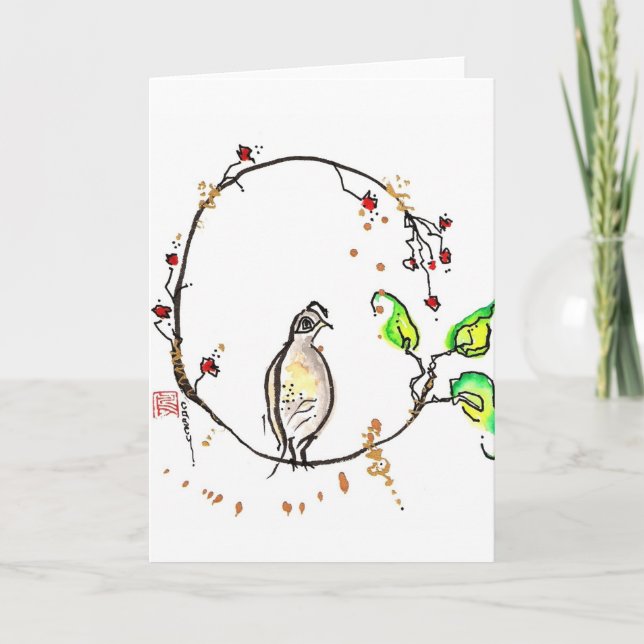 Cartão Enso Quail Greeting Card (Frente)