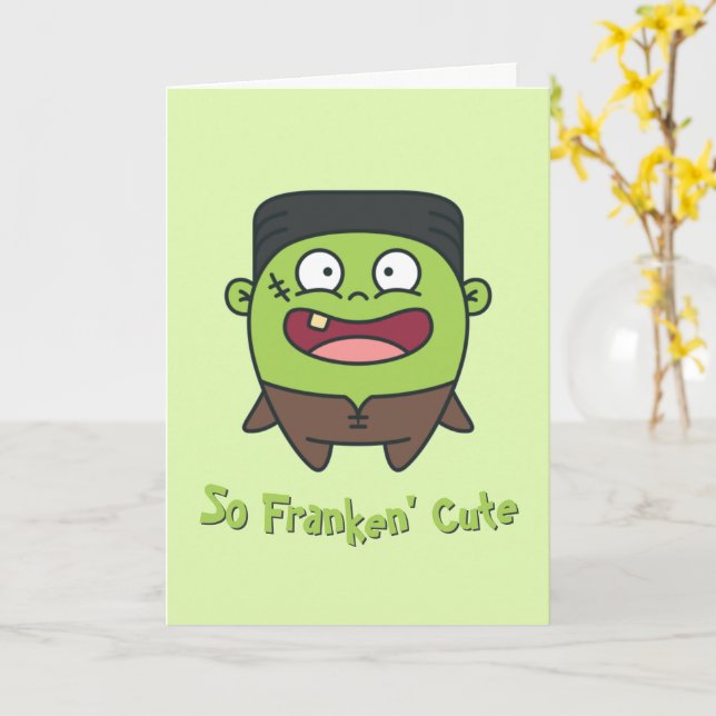 Cartão Então Franken Engraçado Frankenstein Halloween (Flor Amarela)