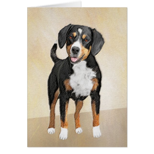 Cartão Entlebucher Mountain Dog Painting - Arte Original (Frente)
