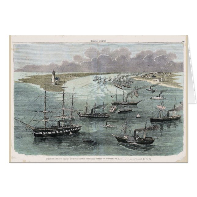 Cartão Entrando em Nova Orleans, navios do Commodore Farr (Frente Horizontal)