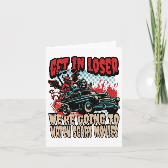 Cartão Entre no Perdedor Estamos assistindo filmes assust (Frente)