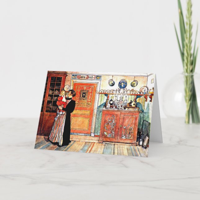 Cartão Entre o Natal e o Ano Novo, arte de Carl Larsson, (Frente)