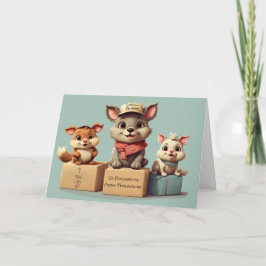 Cartão Entrega de animais de desenho animado fofos engraç