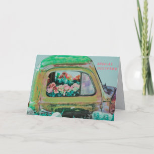 Cartão Entrega de flores de aniversário caminhão buquê di