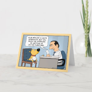 Cartão Entrevista Engraçado sobre Trabalho de Cão Feliz A