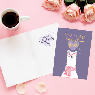Cartão Enviando Algum Dia de os namorados Llama Love Cute