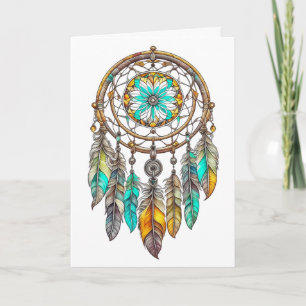 Cartão Enviando Boas Vibrações Dreamcatcher Místico Turqu