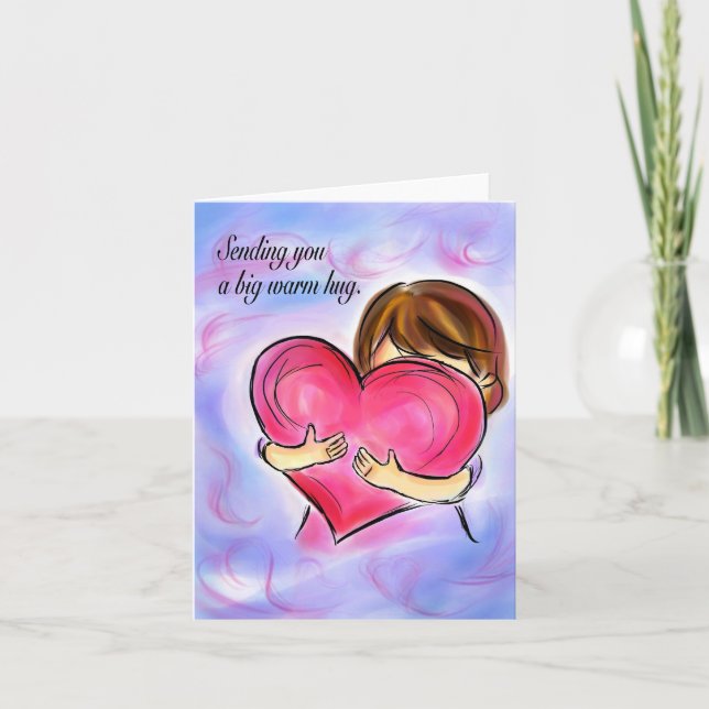 Cartão Enviando um grande abraço quente. (Frente)