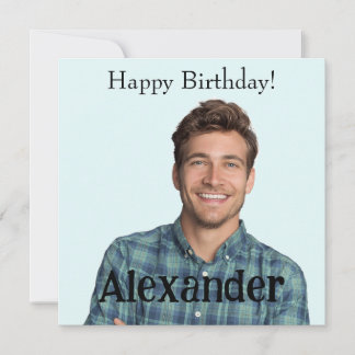 Cartão Envio Fácil de Foto Adicionar Nome Feliz Aniversár